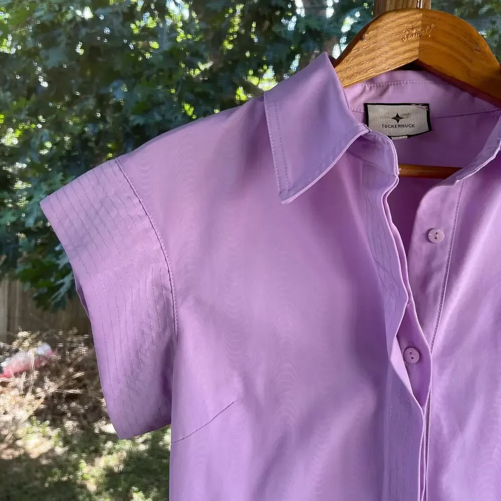 Tuckernuck Lilac Chloe Dress Belted Midi Short Sleeve Size XS